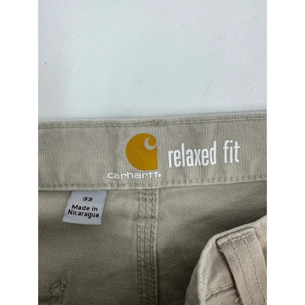 Carhartt Mens Relaxed Fit Canvas Work Shorts Khaki Tan 102514-232 Size 33